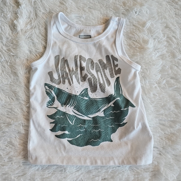 Garanimals Infant Shark Theme Lot‎ Of 2 Tank Top And Sun Hat Neck Protection 12M - Picture 2 of 6